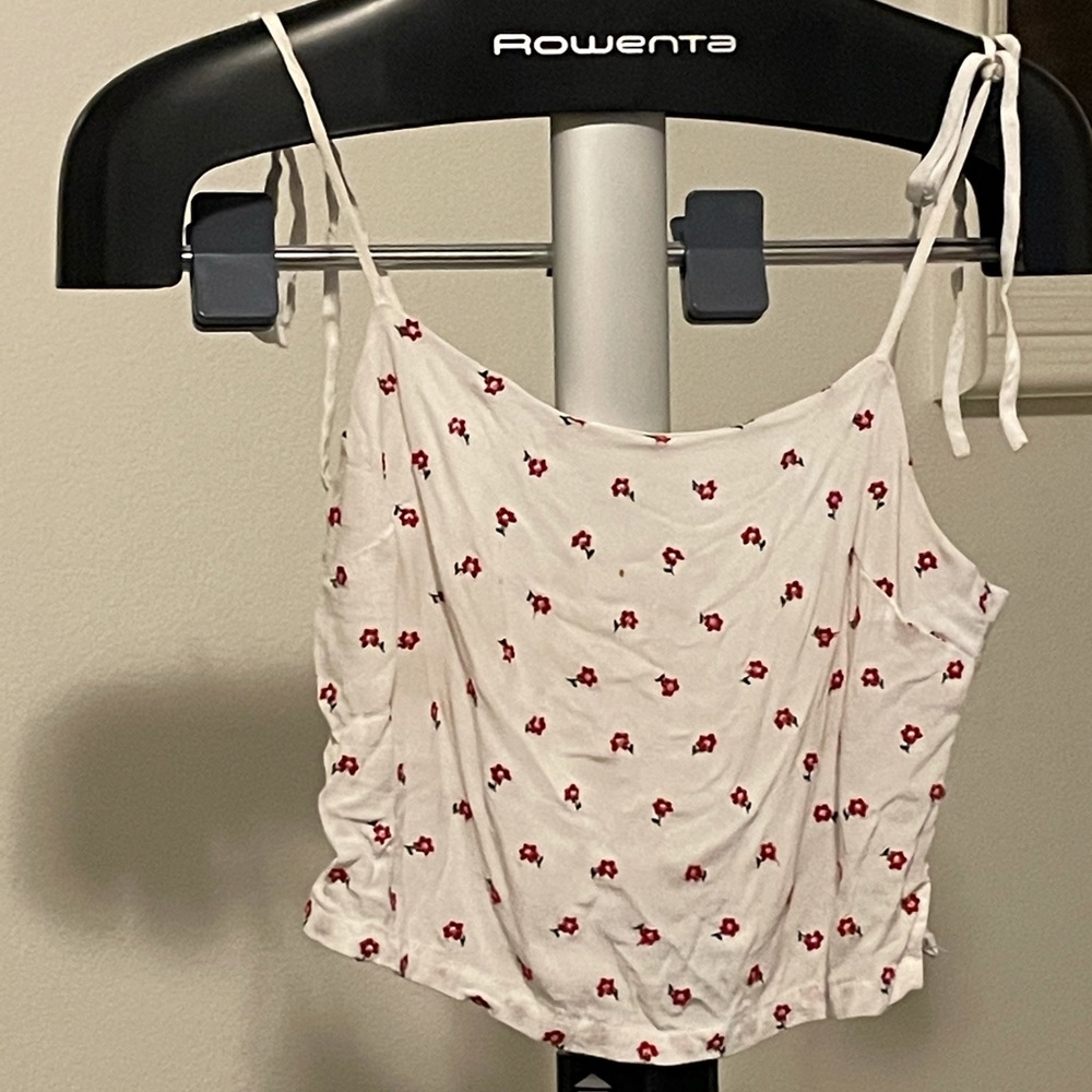 white red flower cami top